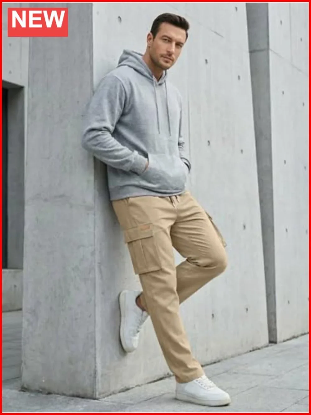 Men's Baggy Cargo Pants Stretch Sweatpants Joggers with Multi Pockets Drawstring